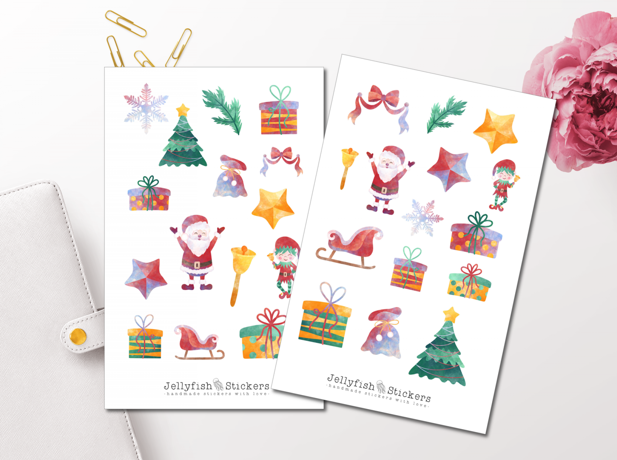 Christmas Watercolor Sticker Set